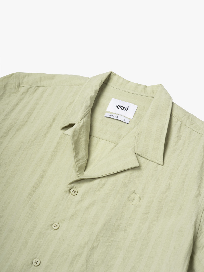 Áo Sơ Mi Cổ Cuban Thêu Đầu Ngựa Form Regular SM200 Màu Xanh