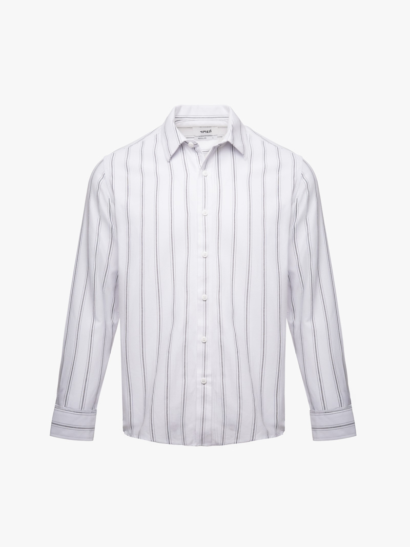 Áo Sơ Mi Sọc Thêu Logo Ngựa Form Regular SM202 Màu Sọc Trắng