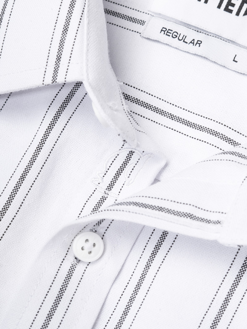 Áo Sơ Mi Sọc Thêu Logo Ngựa Form Regular SM202 Màu Sọc Trắng