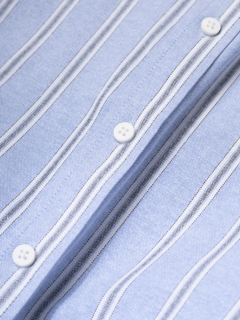 Áo Sơ Mi Sọc Thêu Logo Ngựa Form Regular SM202 Màu Sọc Xanh Biển