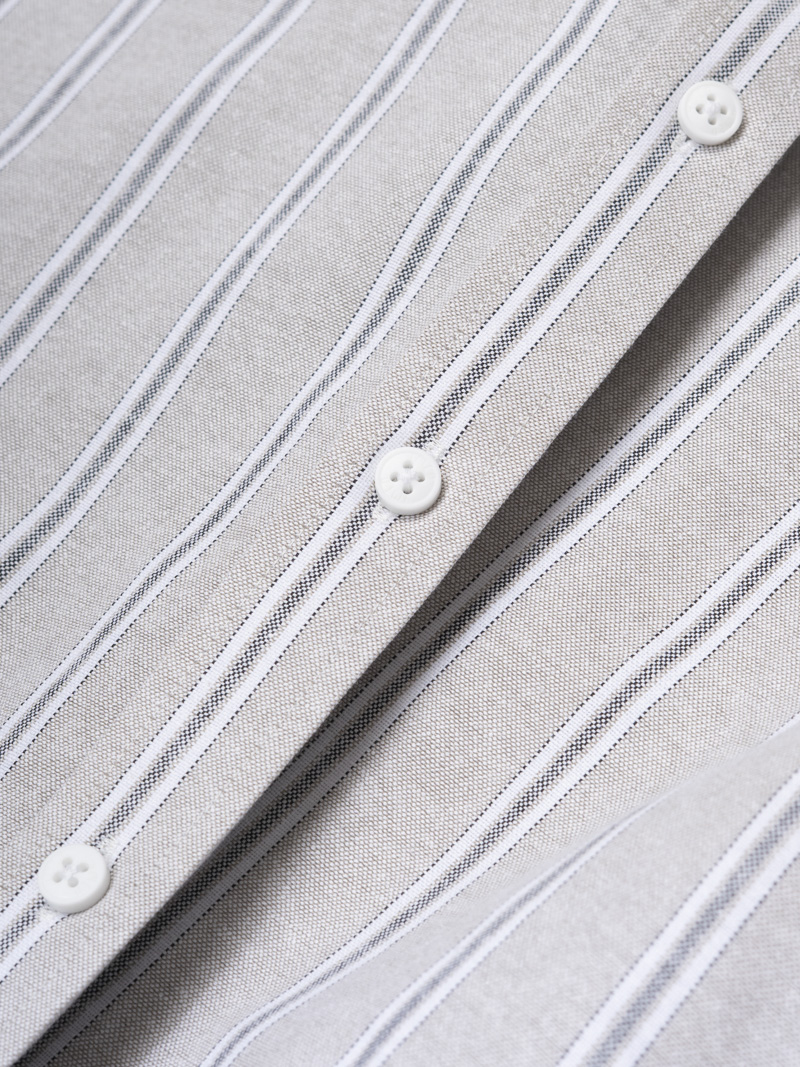 Áo Sơ Mi Sọc Thêu Logo Ngựa Form Regular SM202 Màu Sọc Xám