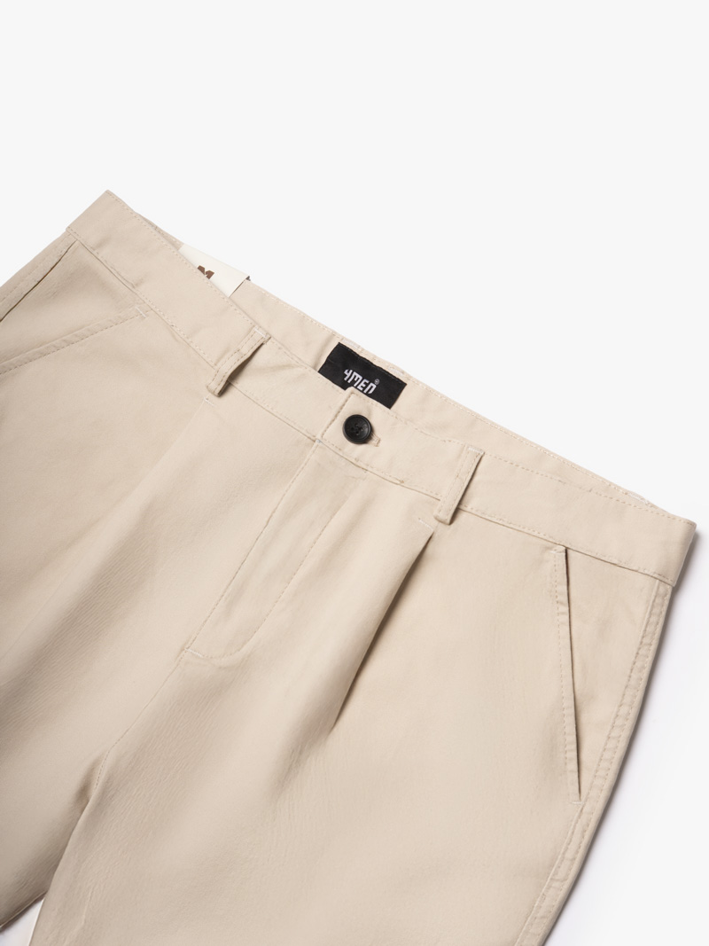 Quần Short Kaki Trơn Form Straight QS081 Màu Be