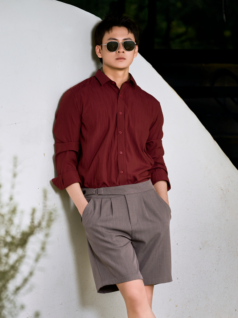 Quần Short Sidetab Trơn Form Straight QS083 Màu Xám