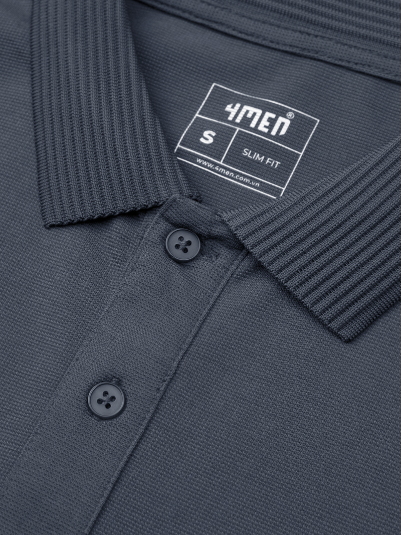 Áo Polo Vải Modal Thêu 4MEN Club Tay Áo Form Slimfit PO138 Màu Xanh Đá