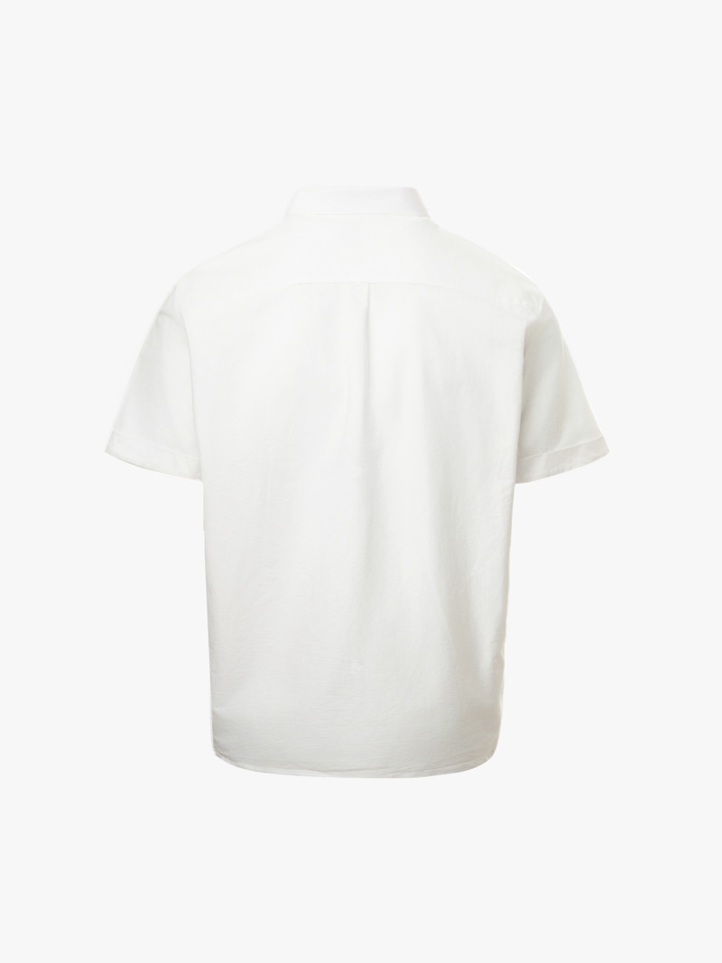 Áo Sơ Mi Tay Ngắn Oxford Thêu 4M Ở Túi Form Regular SM191 Màu Trắng Kem