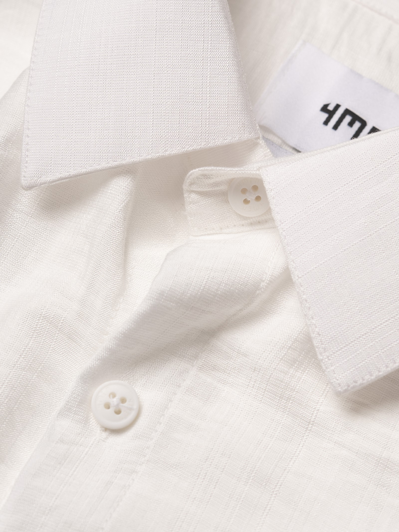 Áo Sơ Mi Linen Xước Ngắn Tay Form Regular SM203 Màu Trắng