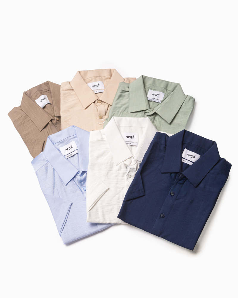 Áo Sơ Mi Linen Xước Ngắn Tay Form Regular SM203 Màu Be