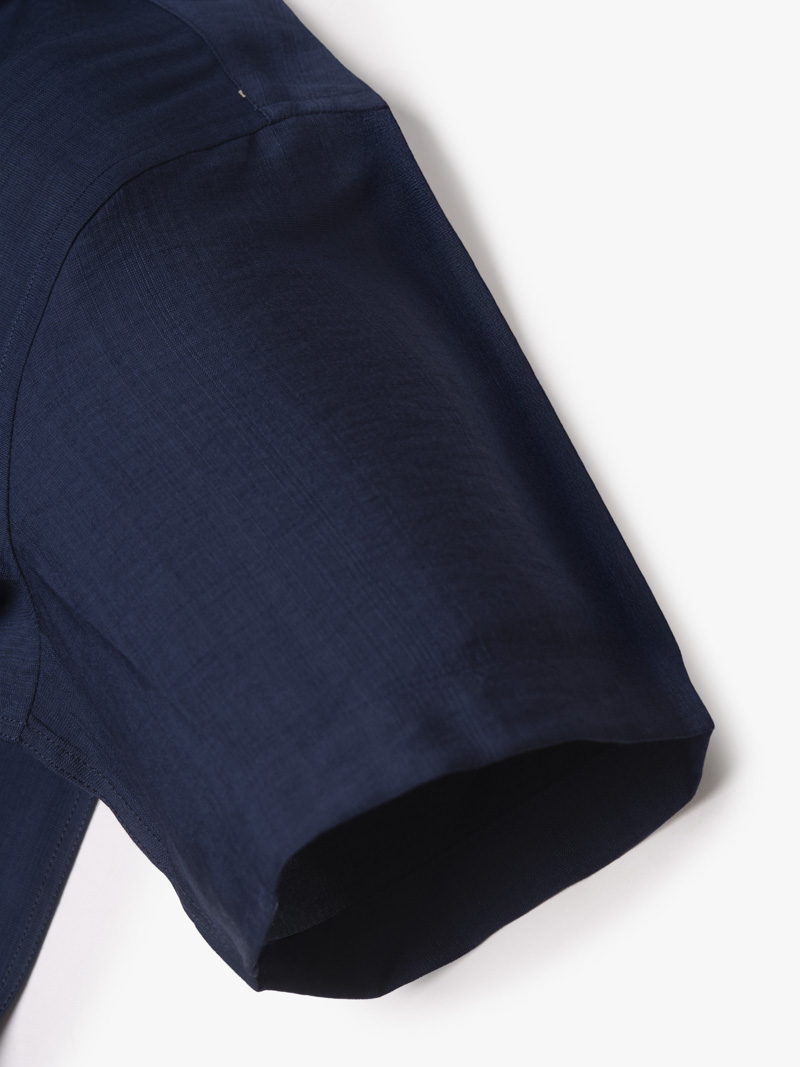 Áo Sơ Mi Linen Xước Ngắn Tay Form Regular SM203 Xanh Đen