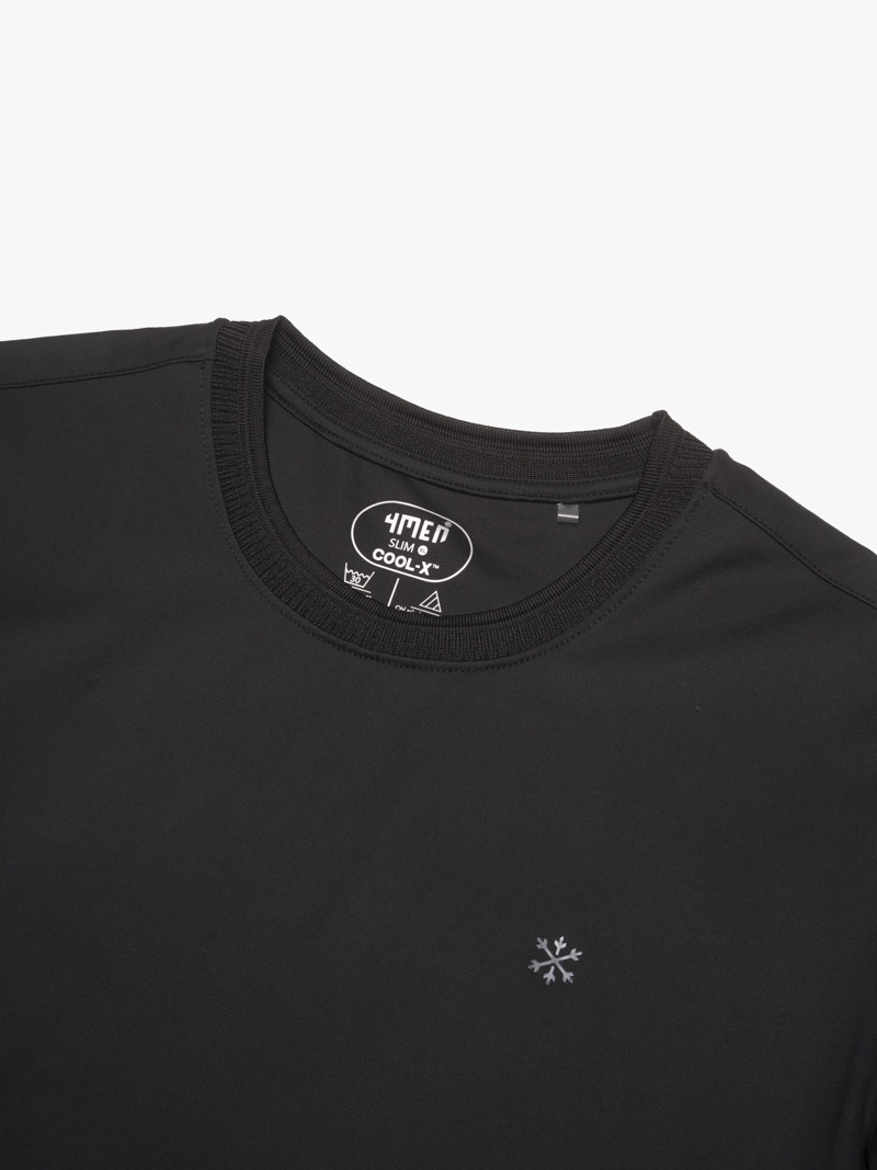 Áo Thun Cool-X Cổ Tròn In Logo Bông Tuyết Form Slimfit AT188 Đen