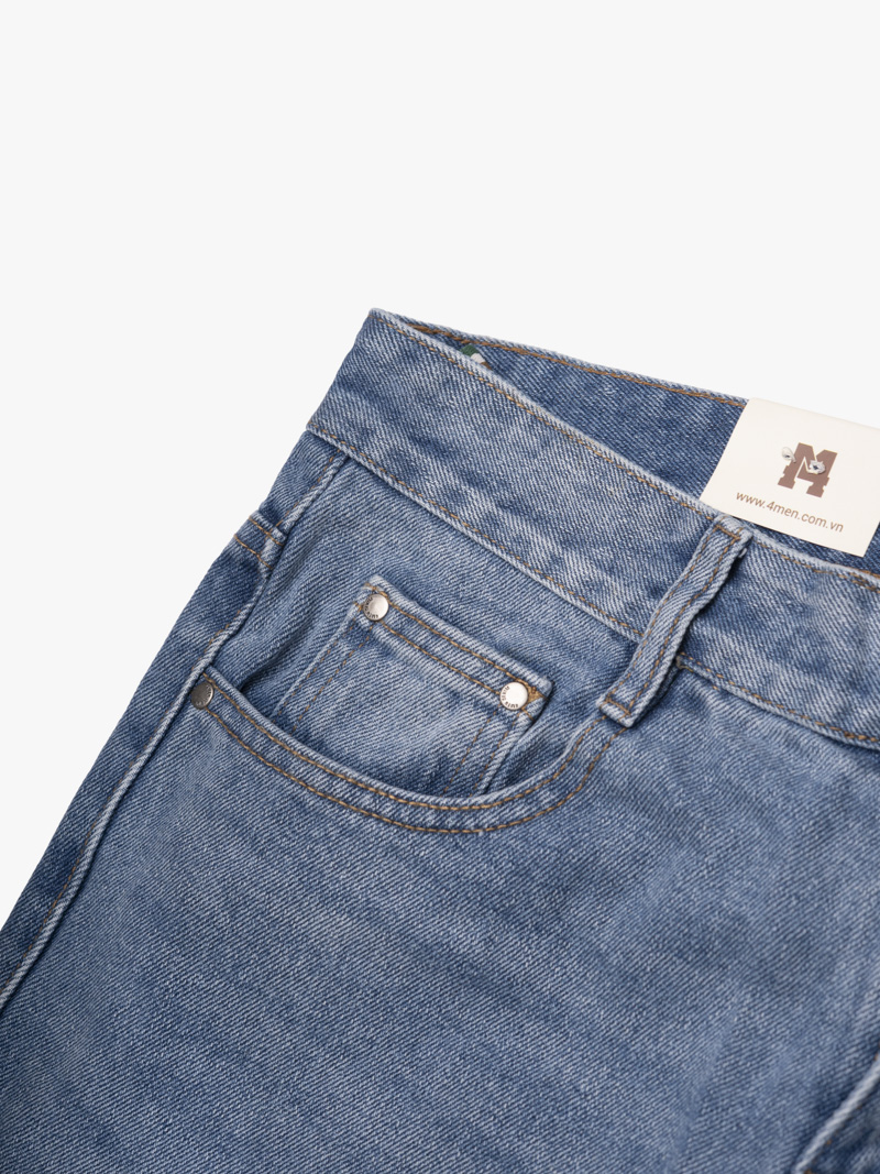 Quần Jean Phối Dây Sọc 2 Bên Sườn Form Straight Xanh QJ130 Màu Xanh
