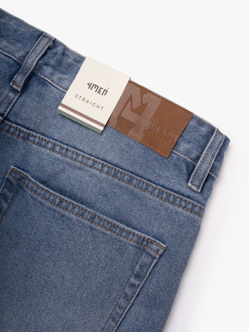 Quần Jean Phối Dây Sọc 2 Bên Sườn Form Straight Xanh QJ130 Màu Xanh