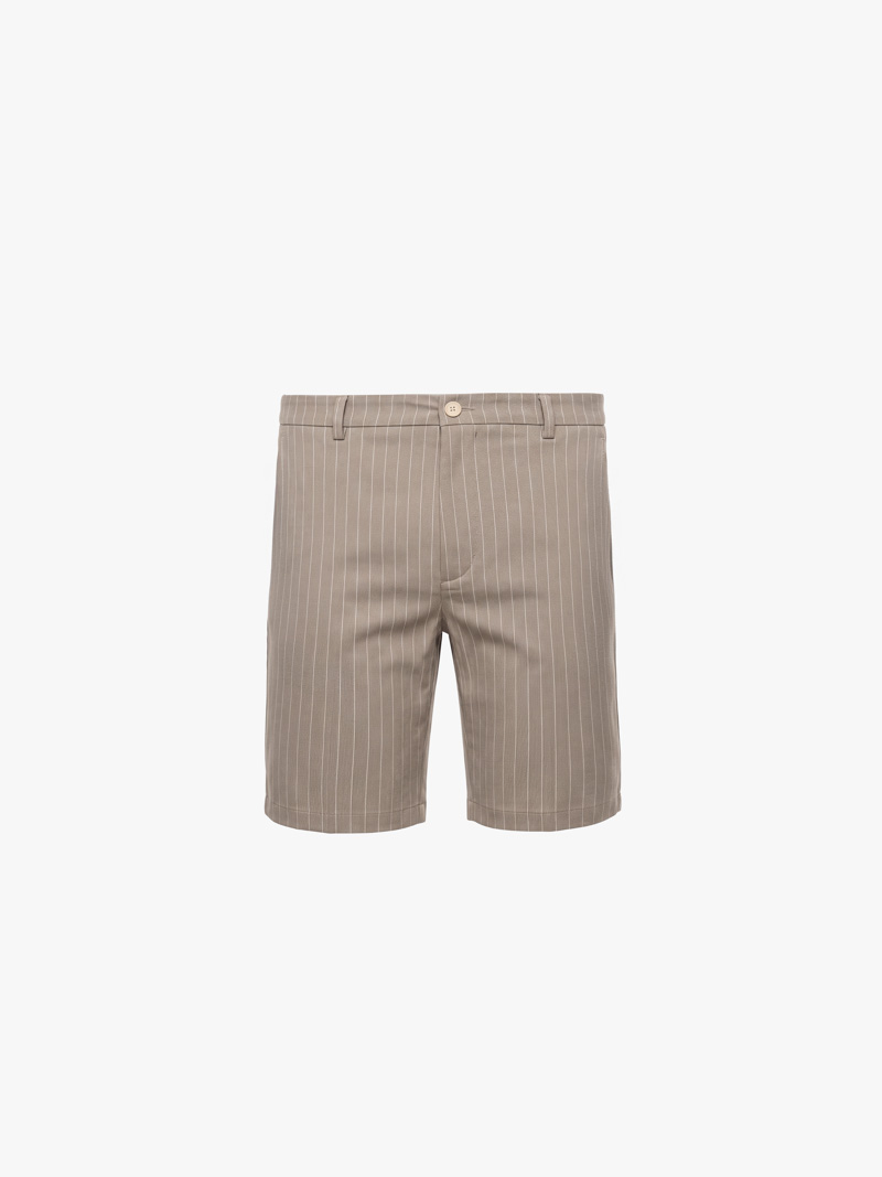Quần Short Sọc Form Straight QS086 Màu Be Đậm