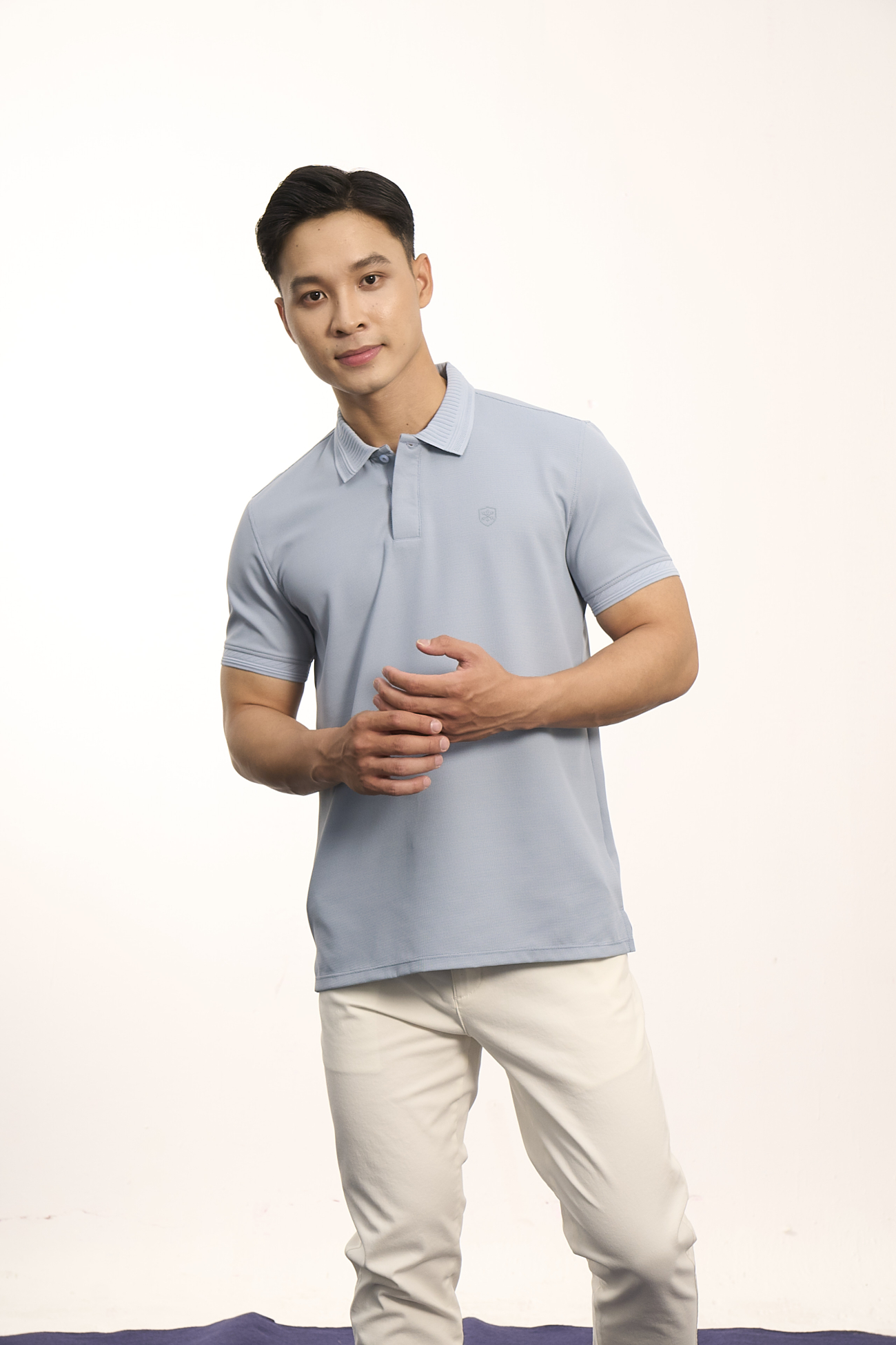 Áo Polo Cool-X In Logo Bông Tuyết Form Regular PO185 Xanh Biển