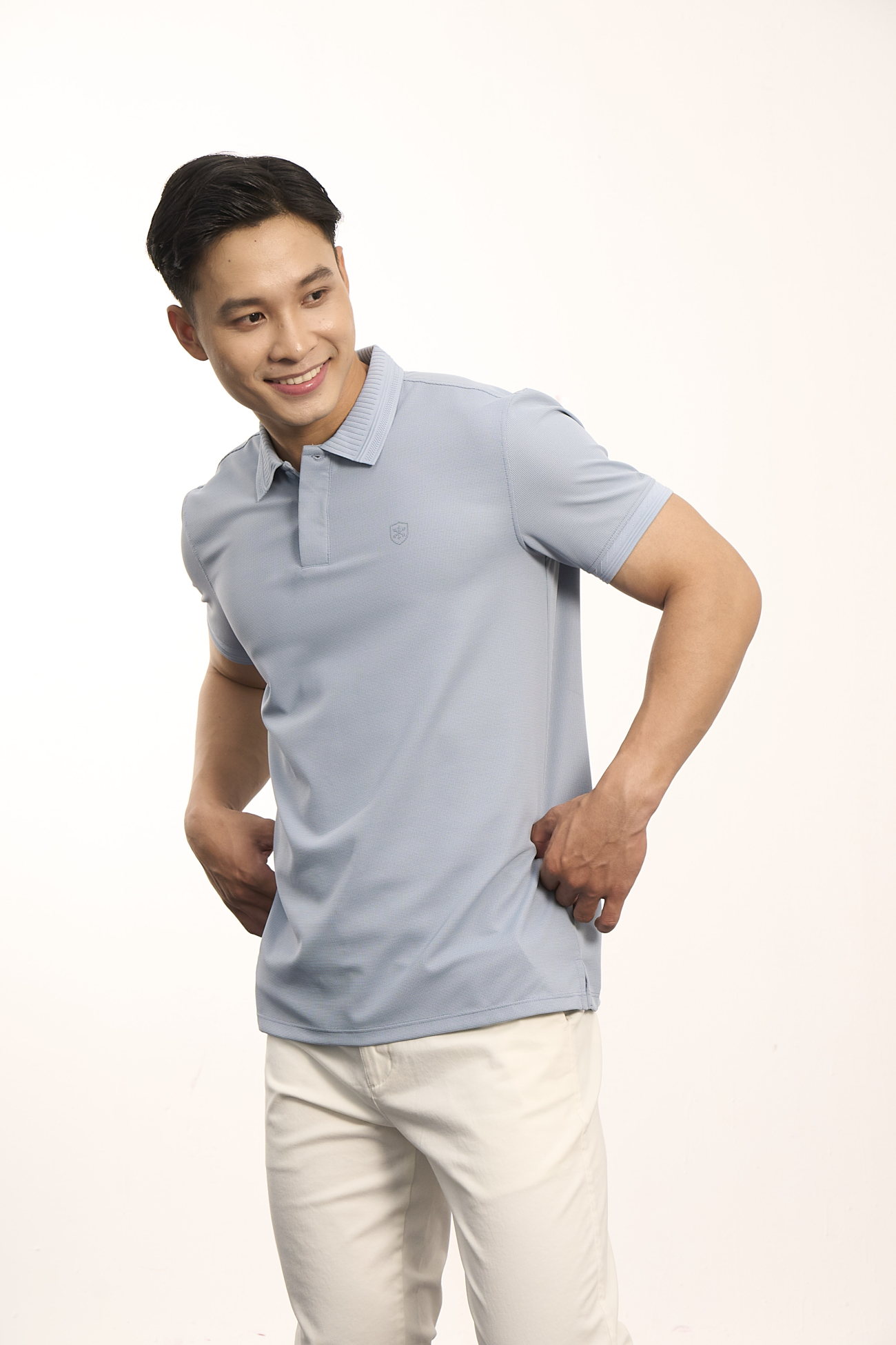 Áo Polo Cool-X In Logo Bông Tuyết Form Regular PO185 Xanh Biển