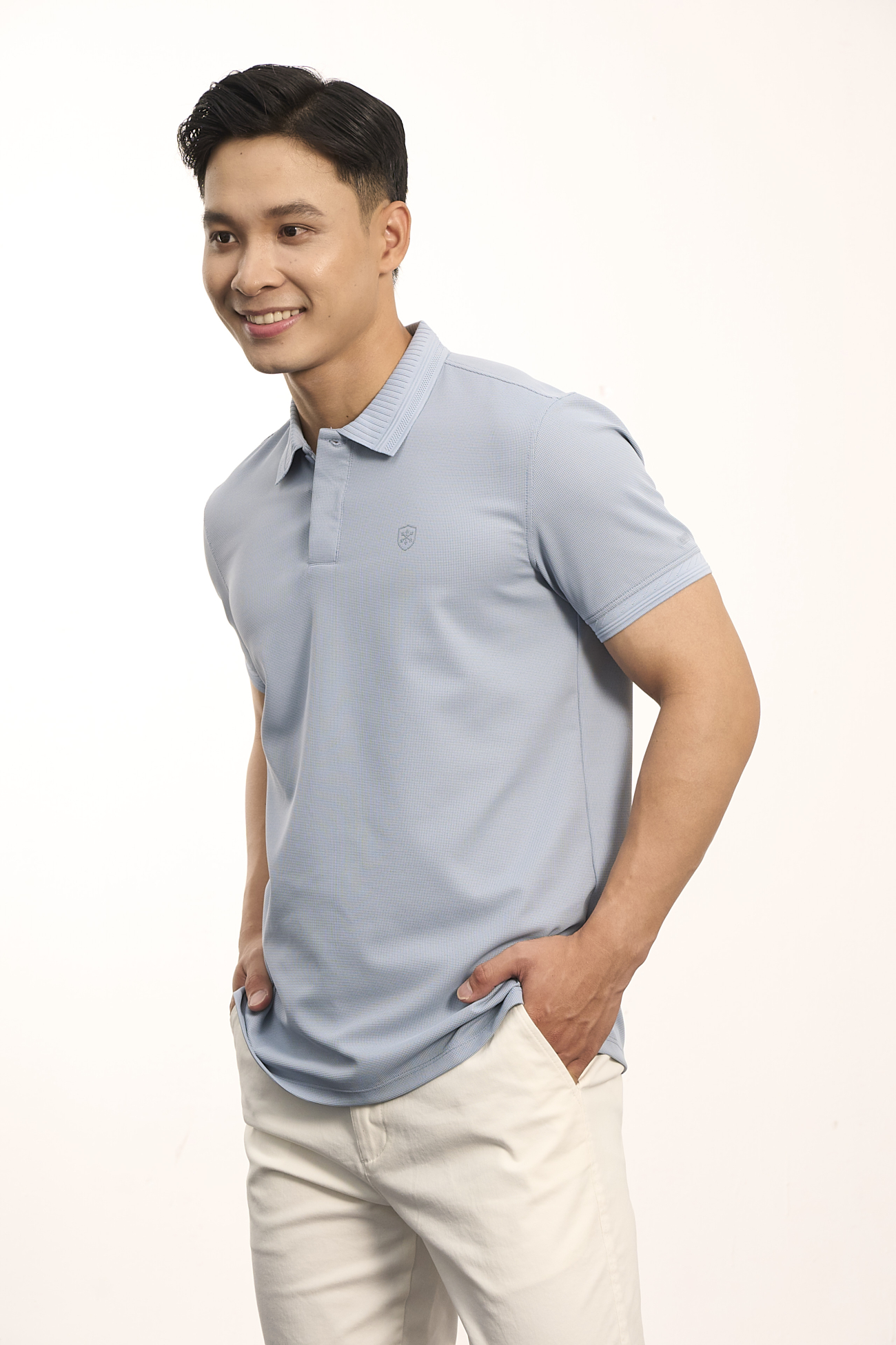 Áo Polo Cool-X In Logo Bông Tuyết Form Regular PO185 Xanh Biển