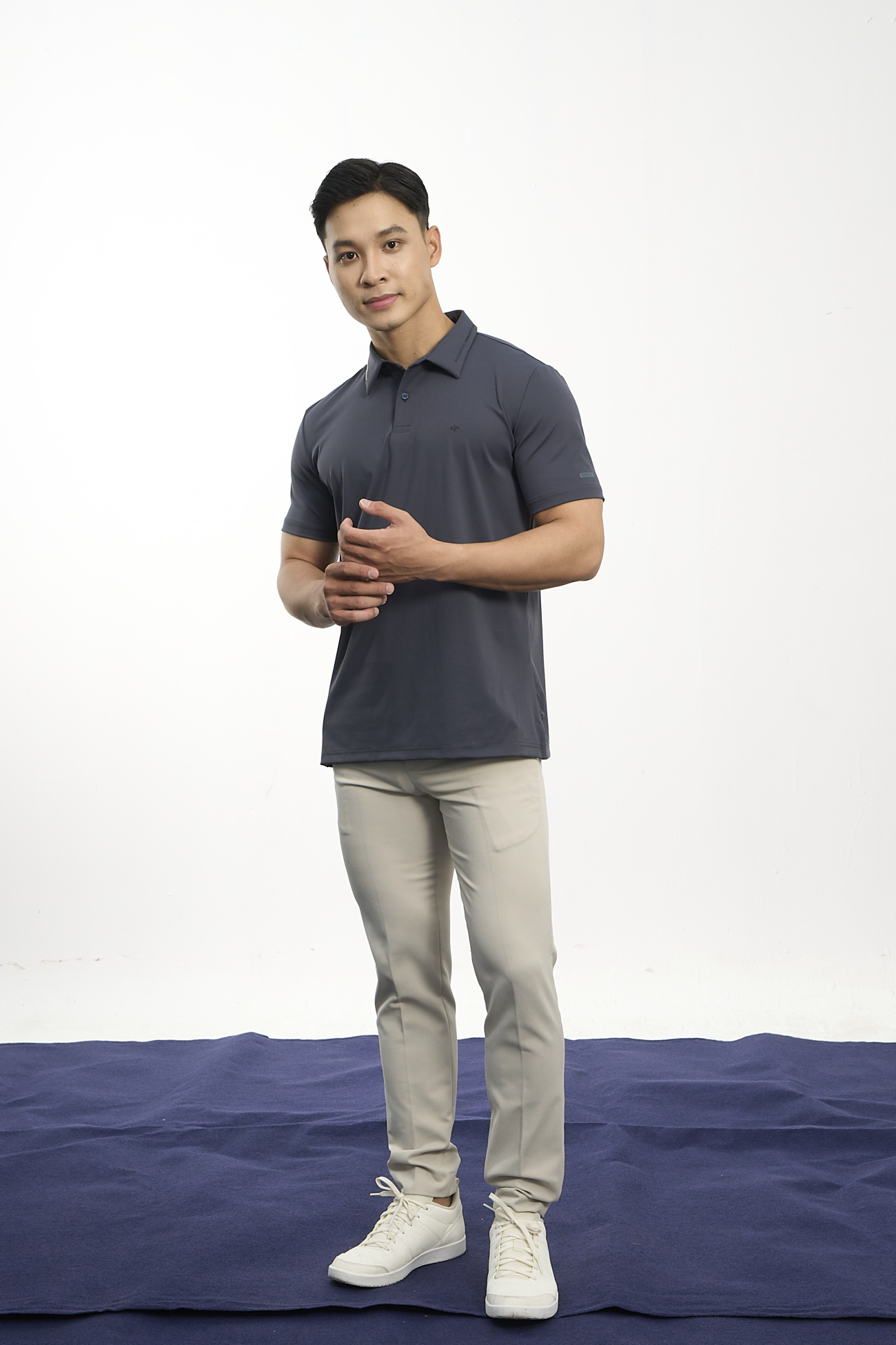 Áo Polo Cool-X In Viền Bo Cổ Form Slimfit PO186 Xanh Đen