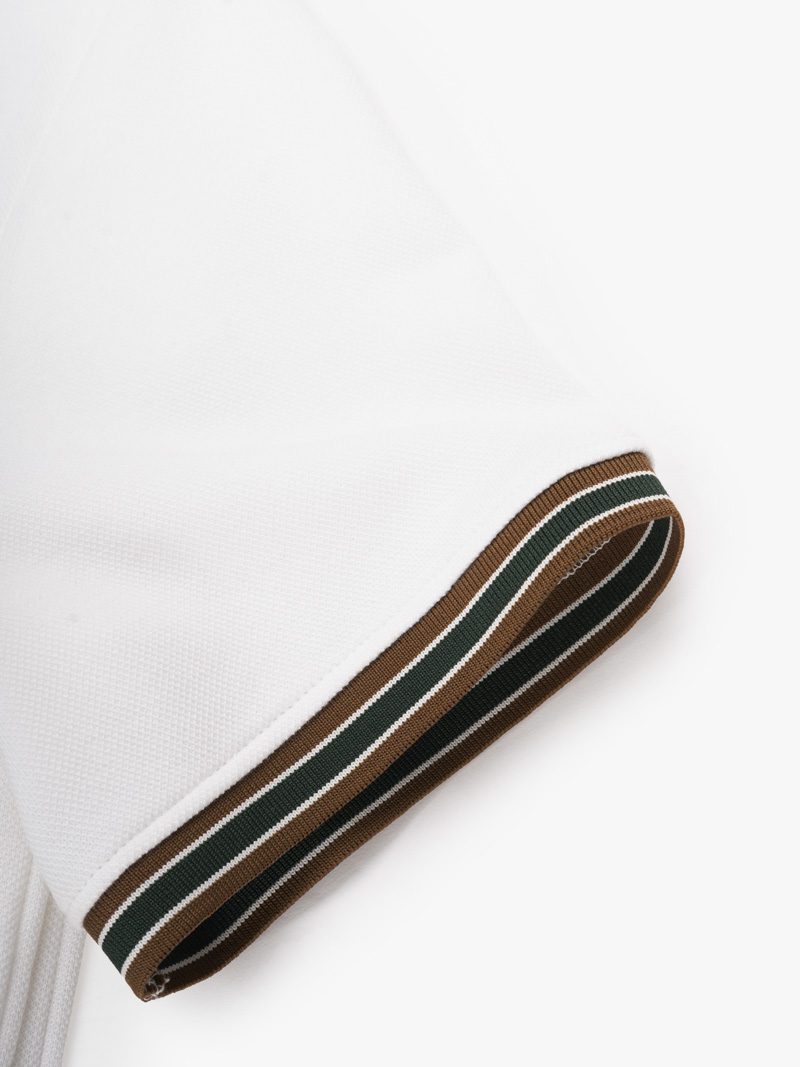 Áo Polo Phối Bo Signature Stripe Form Regular PO194 Màu Trắng