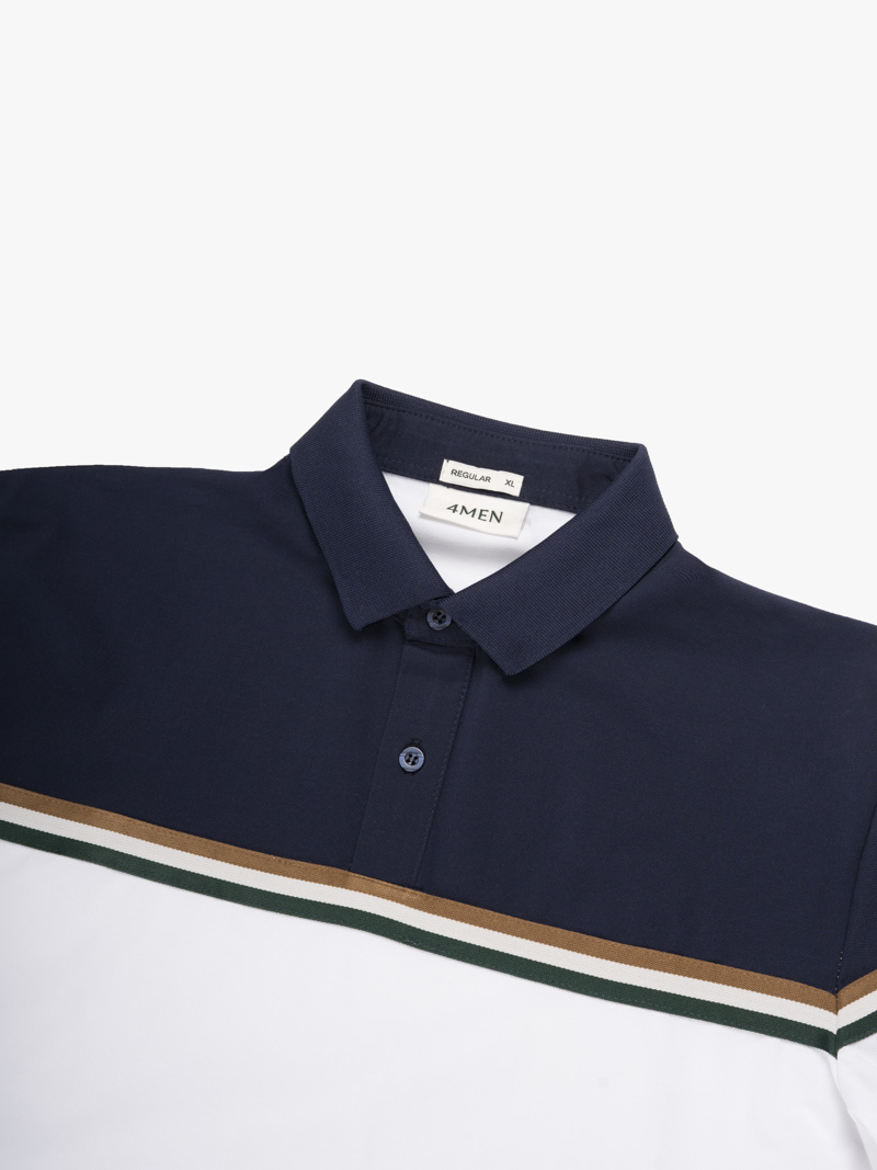 Áo Polo Signature Stripe Phối Màu Form Regular PO192 Màu Trắng
