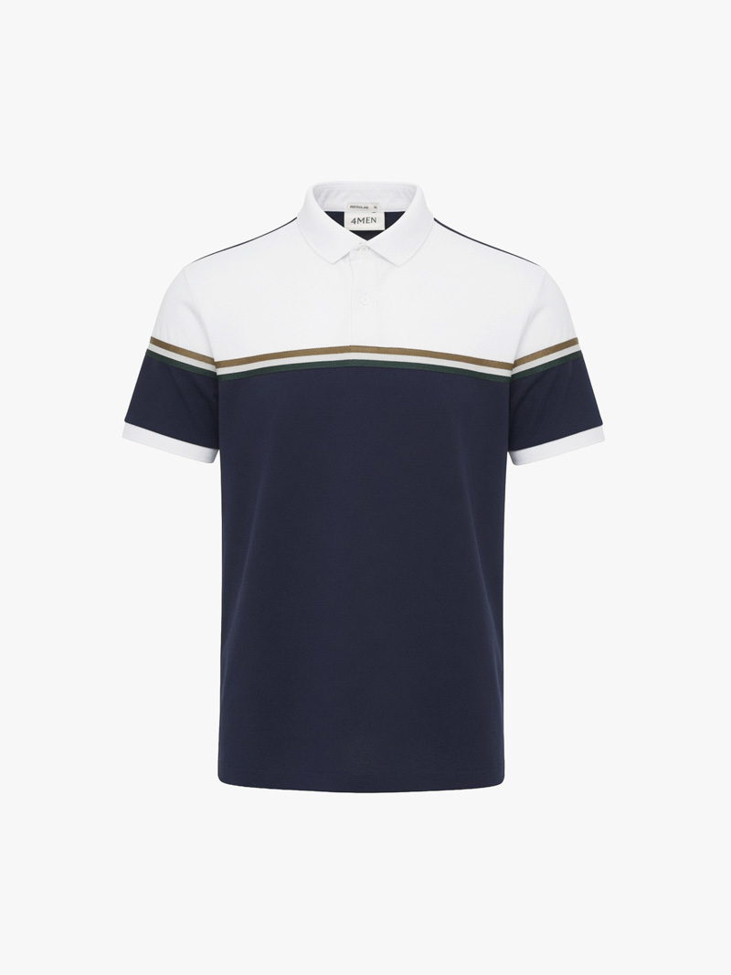 Áo Polo Signature Stripe Phối Màu Form Regular PO192 Màu Xanh Đen