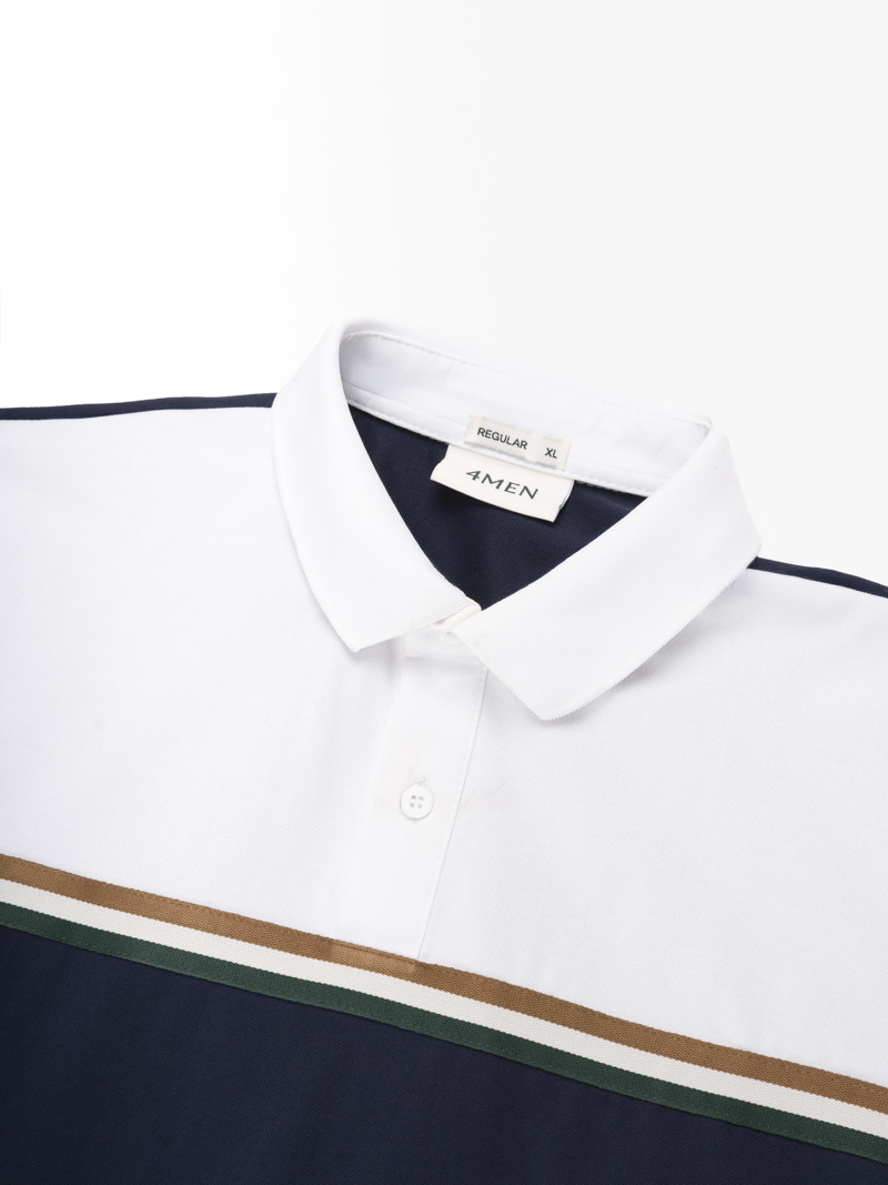 Áo Polo Signature Stripe Phối Màu Form Regular PO192 Màu Xanh Đen