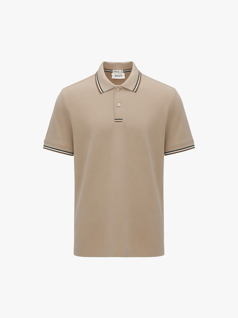 Áo Polo Signature Stripe Trơn Form Regular PO193 Màu Be