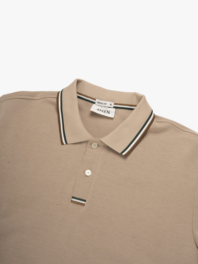 Áo Polo Signature Stripe Trơn Form Regular PO193 Màu Be