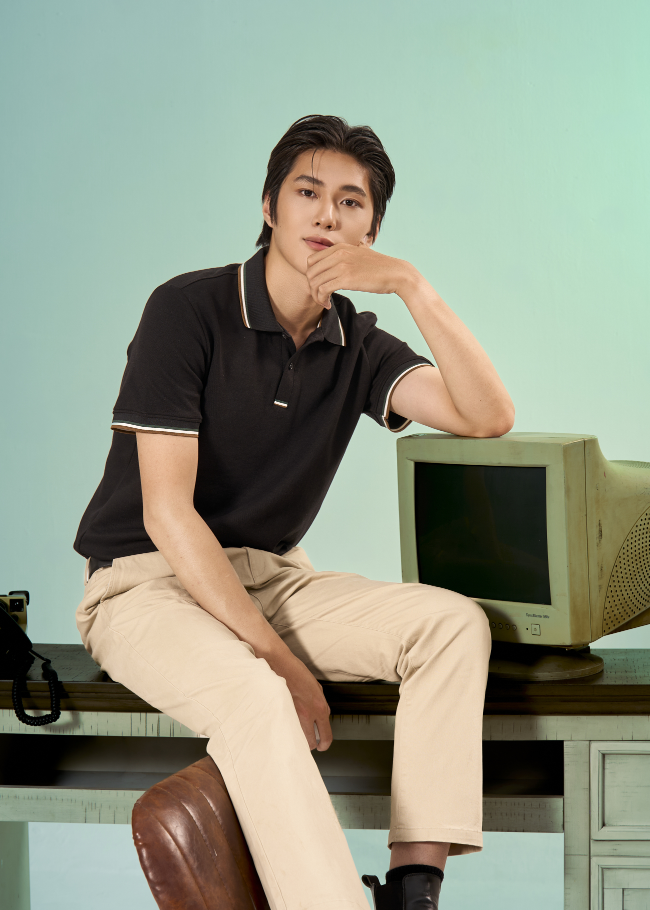 Áo Polo Signature Stripe Trơn Form Regular PO193 Màu Đen