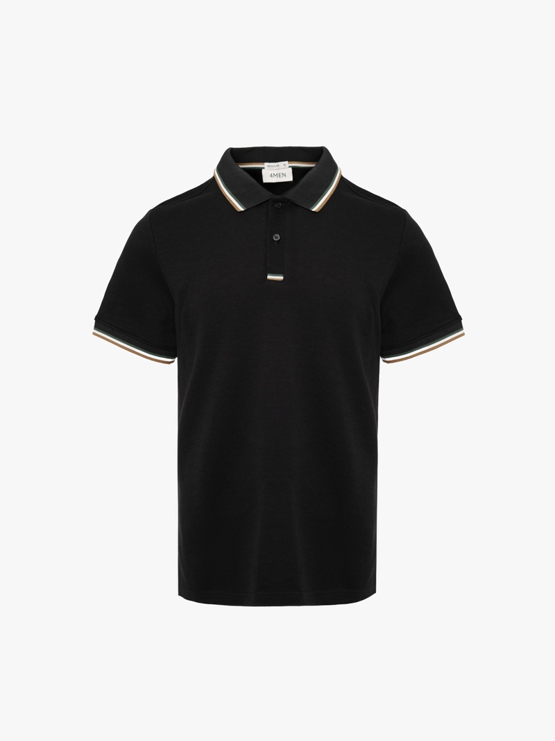 Áo Polo Signature Stripe Trơn Form Regular PO193 Màu Đen