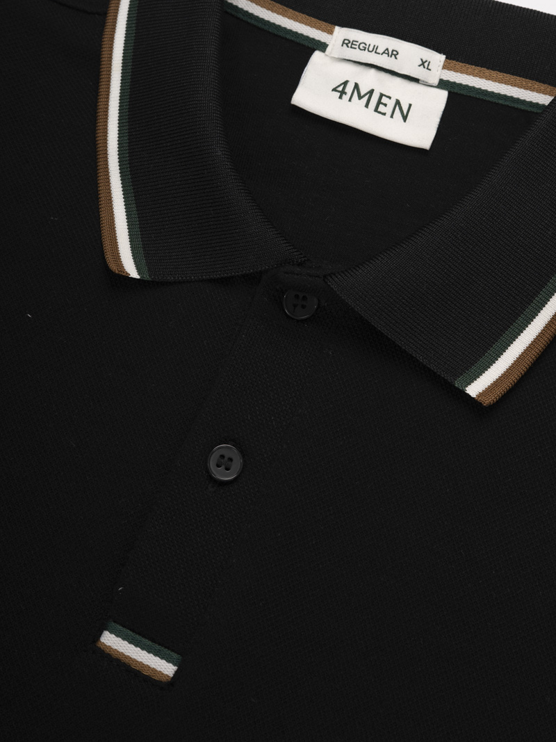 Áo Polo Signature Stripe Trơn Form Regular PO193 Màu Đen