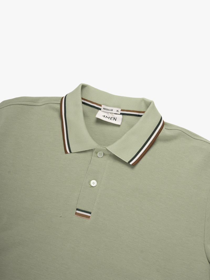 Áo Polo Signature Stripe Trơn Form Regular PO193 Màu Rêu
