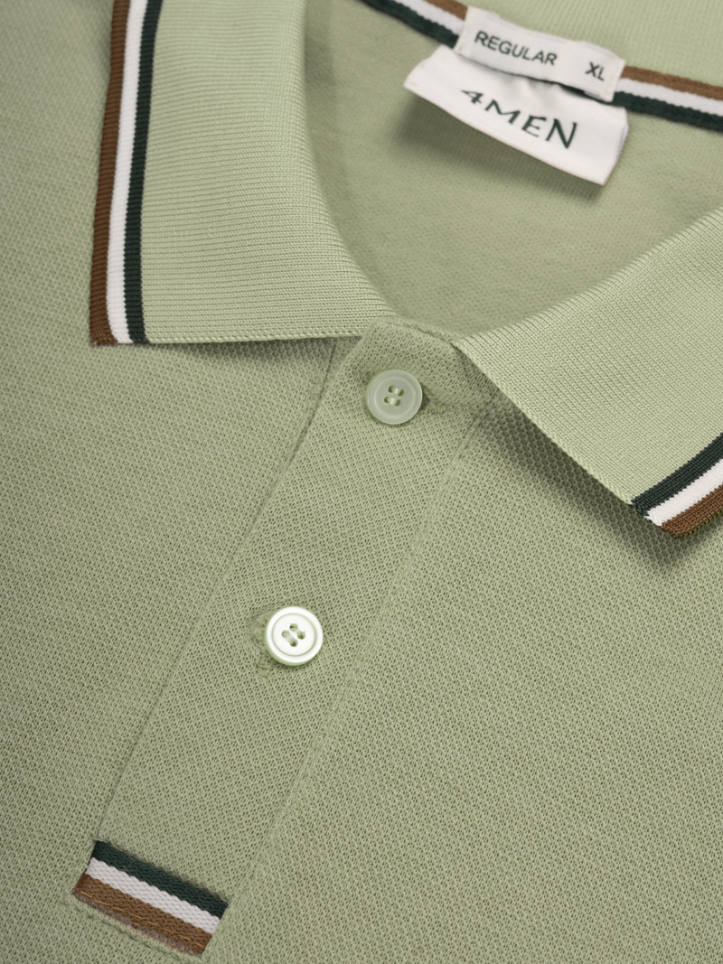 Áo Polo Signature Stripe Trơn Form Regular PO193 Màu Rêu