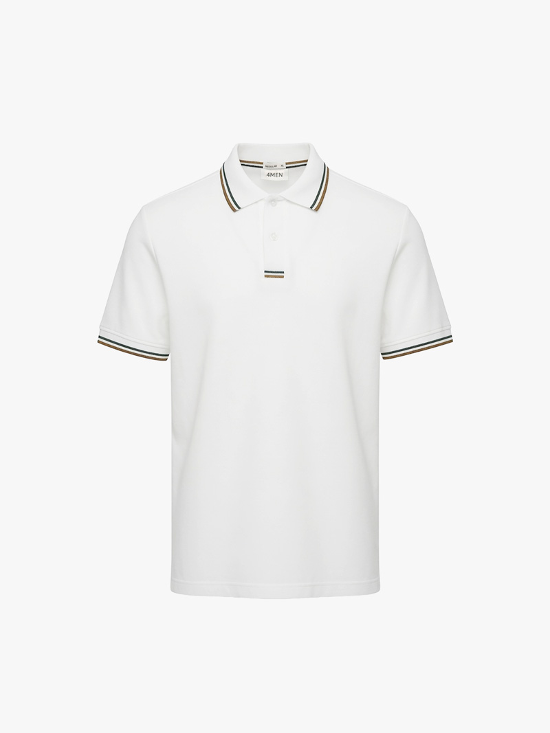 Áo Polo Signature Stripe Trơn Form Regular PO193 Màu Trắng