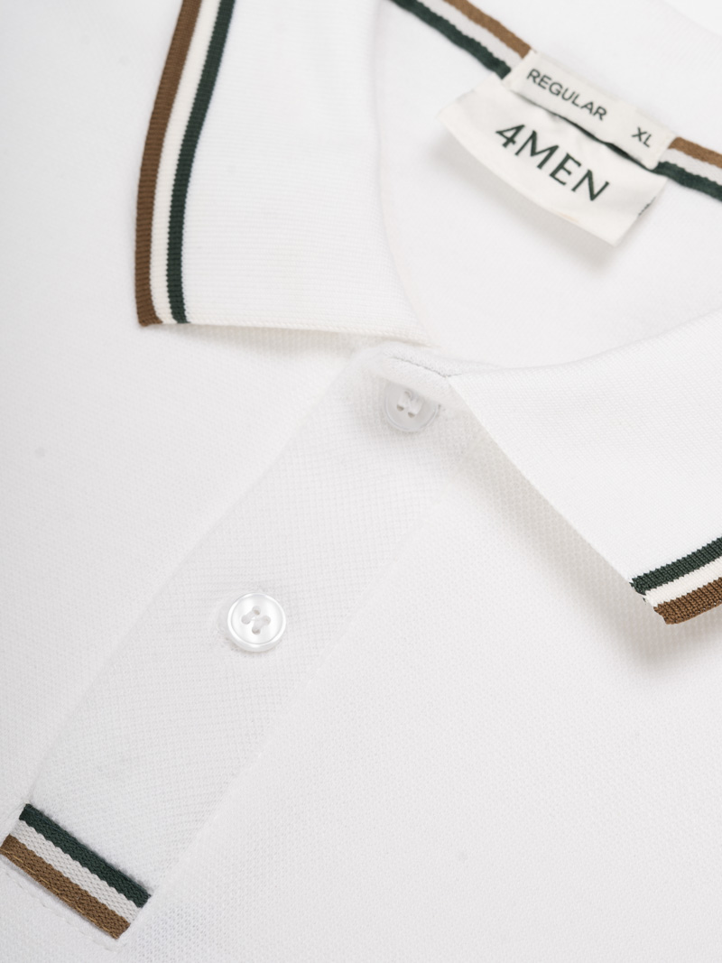 Áo Polo Signature Stripe Trơn Form Regular PO193 Màu Trắng