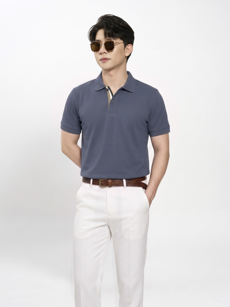 Áo Polo Trụ 3 Sọc Form Regular PO190 Màu Xanh Đen
