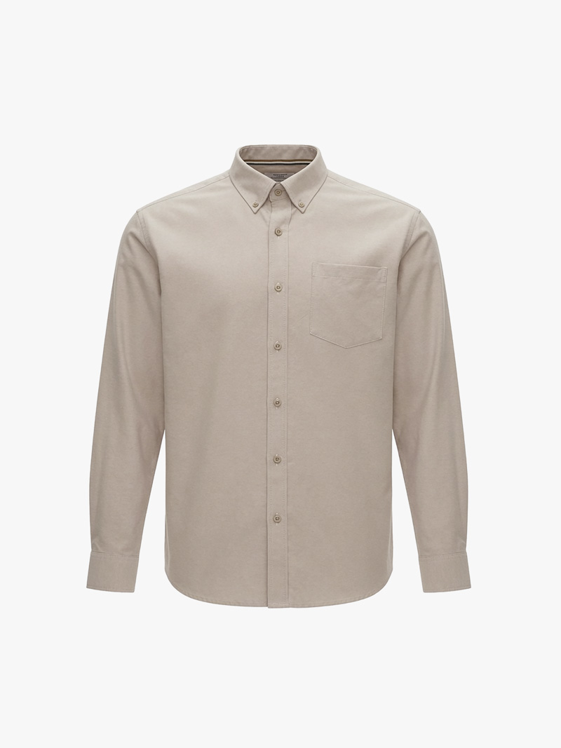 Áo Sơ Mi Oxford Signature Stripe Form Regular SM209 Màu Be Nhạt