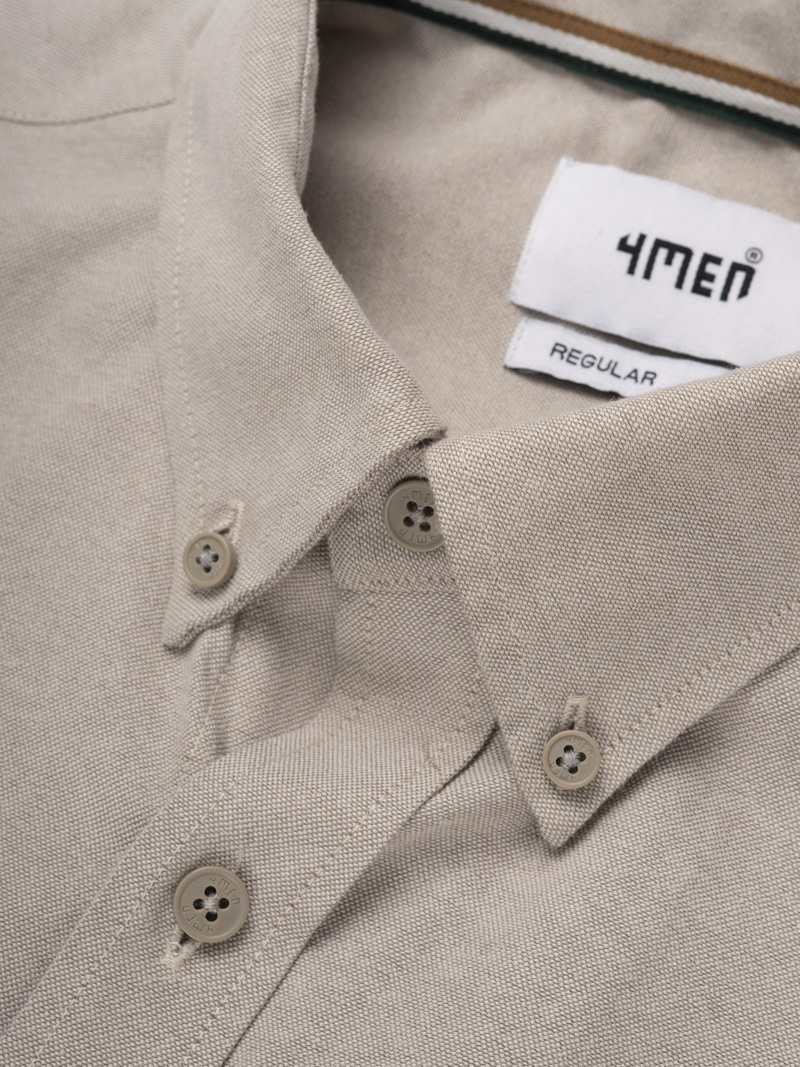 Áo Sơ Mi Oxford Signature Stripe Form Regular SM209 Màu Be Nhạt