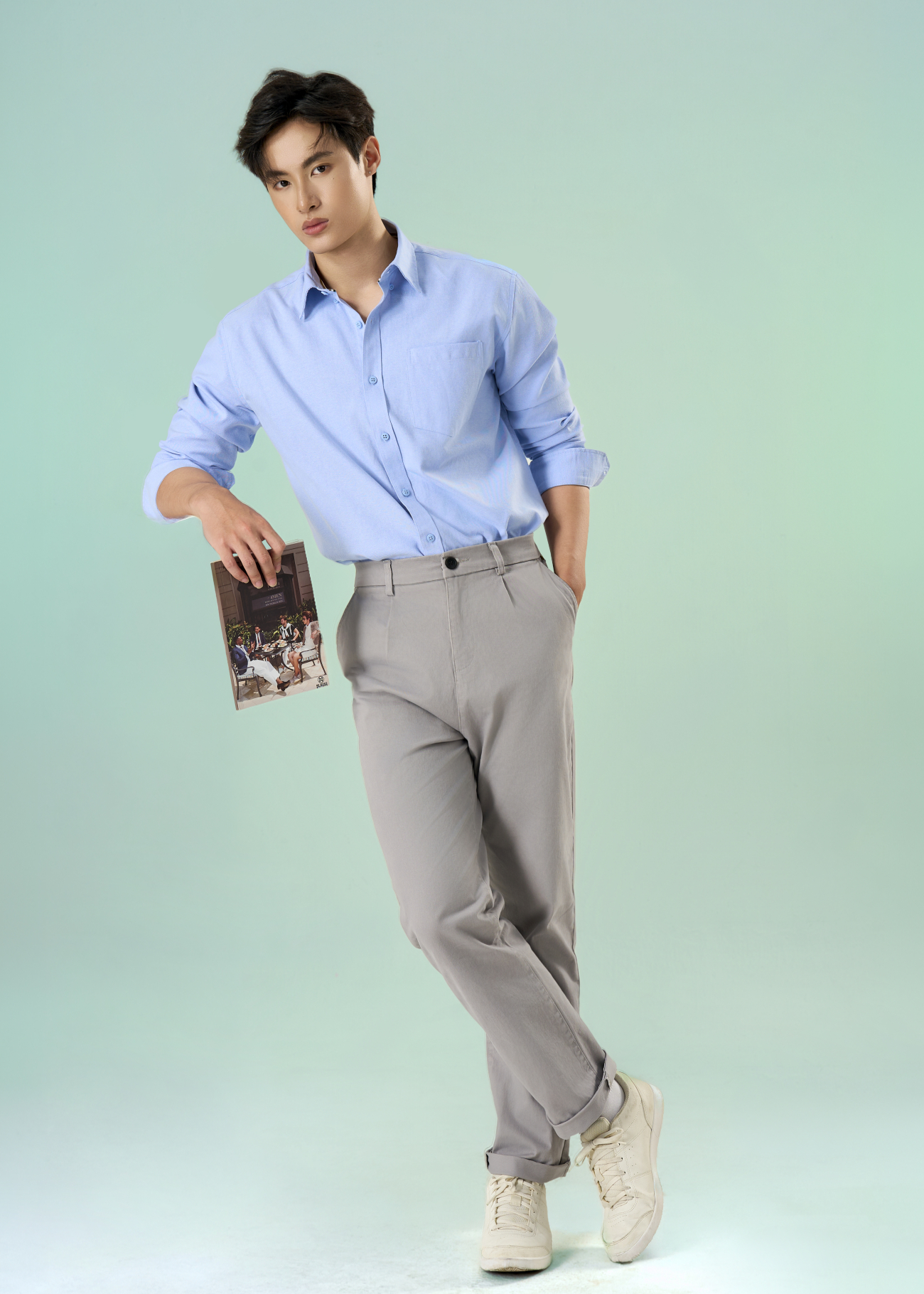 Áo Sơ Mi Oxford Signature Stripe Form Regular SM209 Màu Xanh Biển