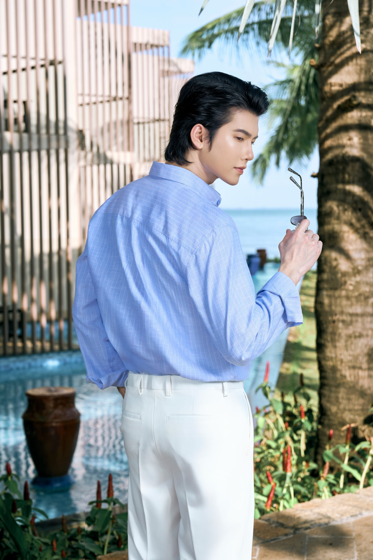 Áo Sơ Mi Oxford Sọc Cổ Button - Down Form Regular SM207 Sọc Xanh Biển