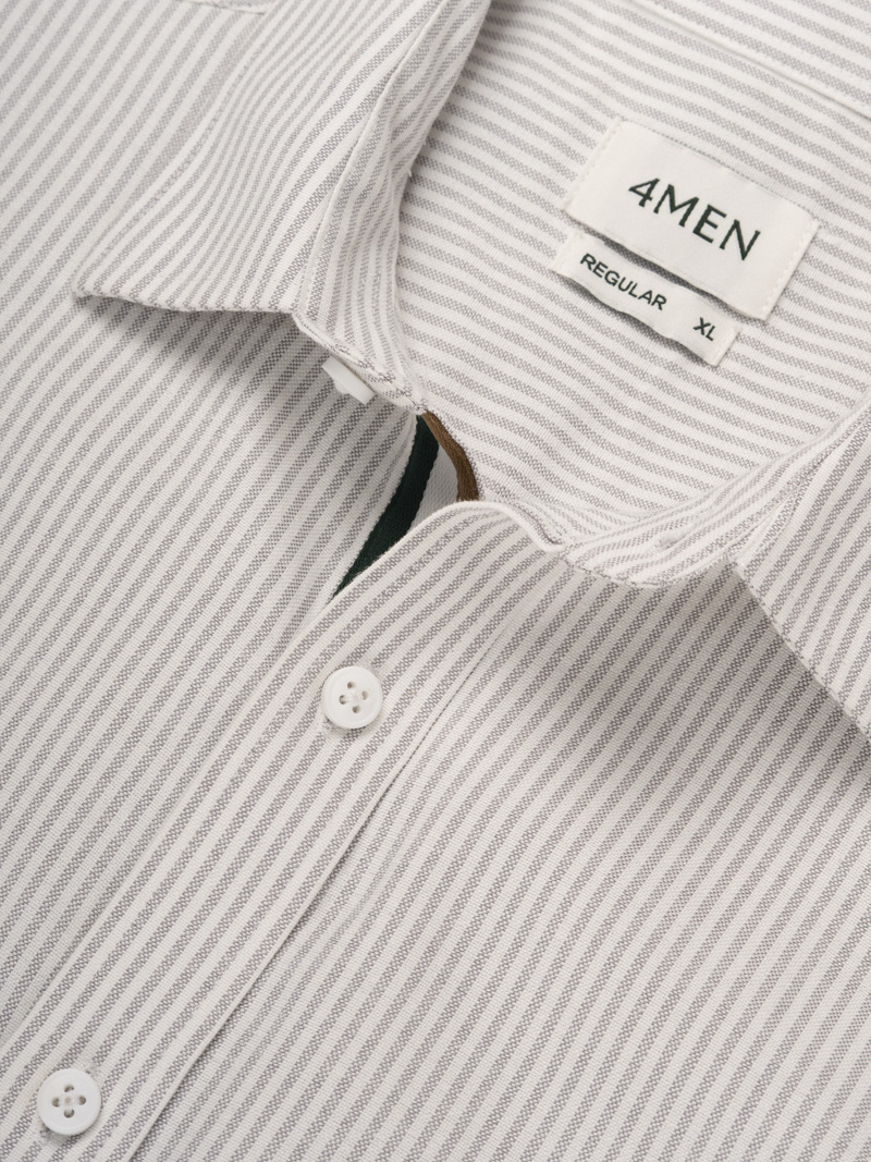 Áo Sơ Mi Signature Stripe Sọc Tay Ngắn Form Regular SM210 Màu Sọc Xám