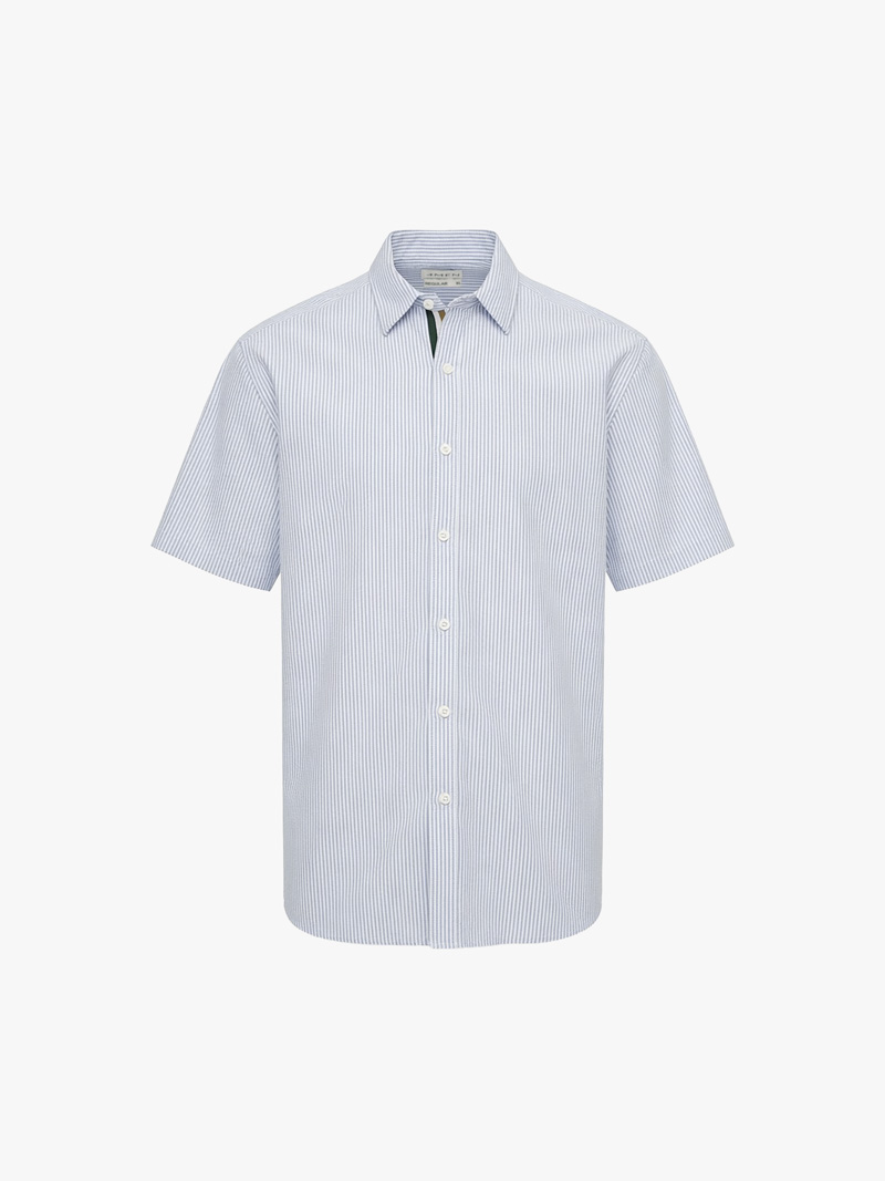 Áo Sơ Mi Signature Stripe Sọc Tay Ngắn Form Regular SM210 Mùa Sọc Xanh Biển