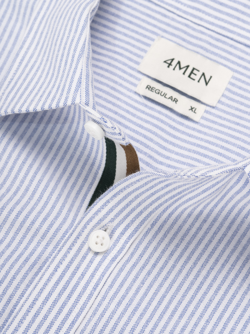 Áo Sơ Mi Signature Stripe Sọc Tay Ngắn Form Regular SM210 Mùa Sọc Xanh Biển