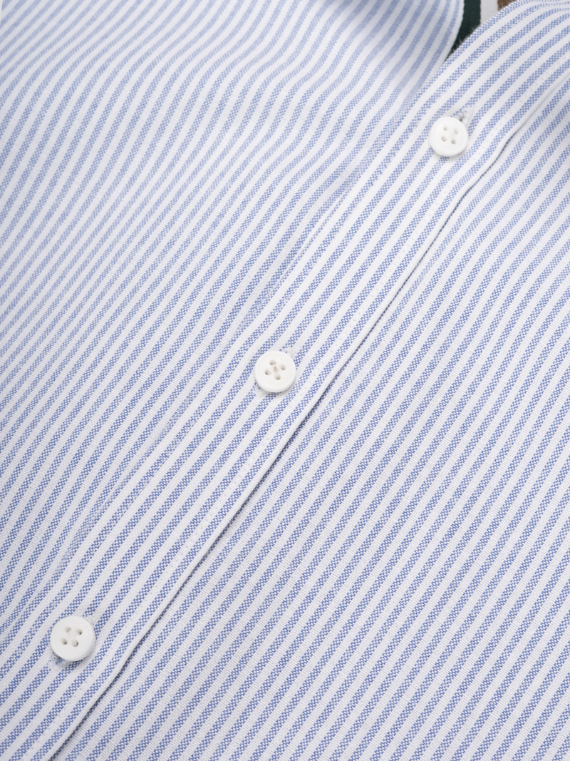 Áo Sơ Mi Signature Stripe Sọc Tay Ngắn Form Regular SM210 Mùa Sọc Xanh Biển