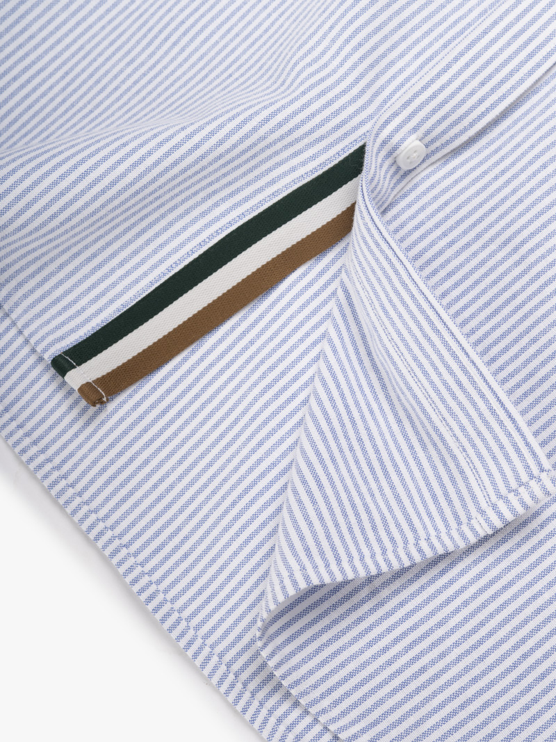 Áo Sơ Mi Signature Stripe Sọc Tay Ngắn Form Regular SM210 Mùa Sọc Xanh Biển