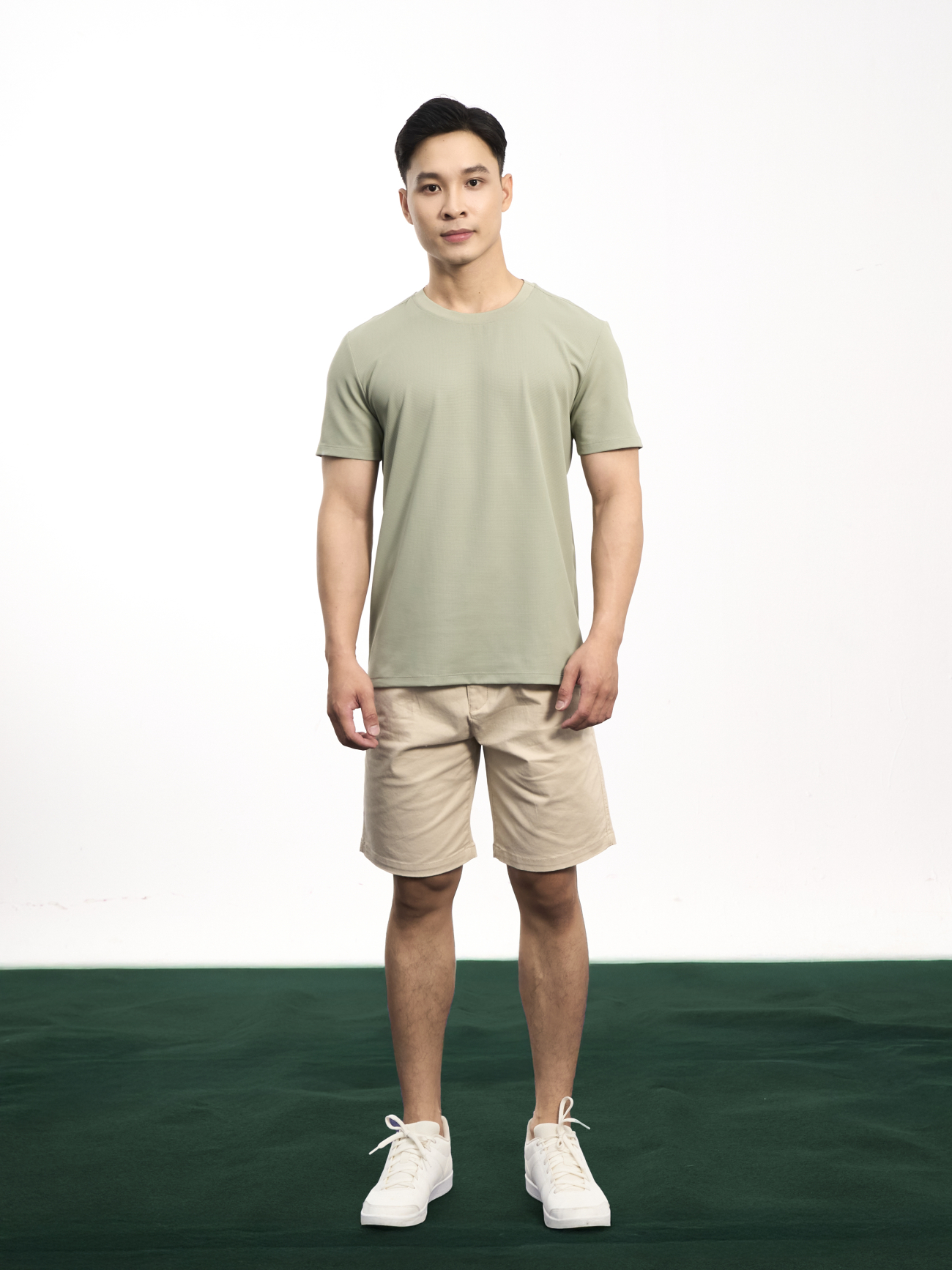 Áo Thun Cool-X In Logo Bông Tuyết Sau Cổ Form Regular AT189 Rêu Nhạt