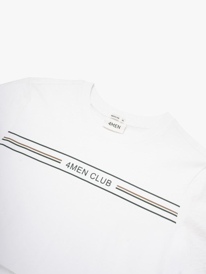Áo Thun In Signature Stripe 4MEN Club Form Regular AT197 Màu Trắng