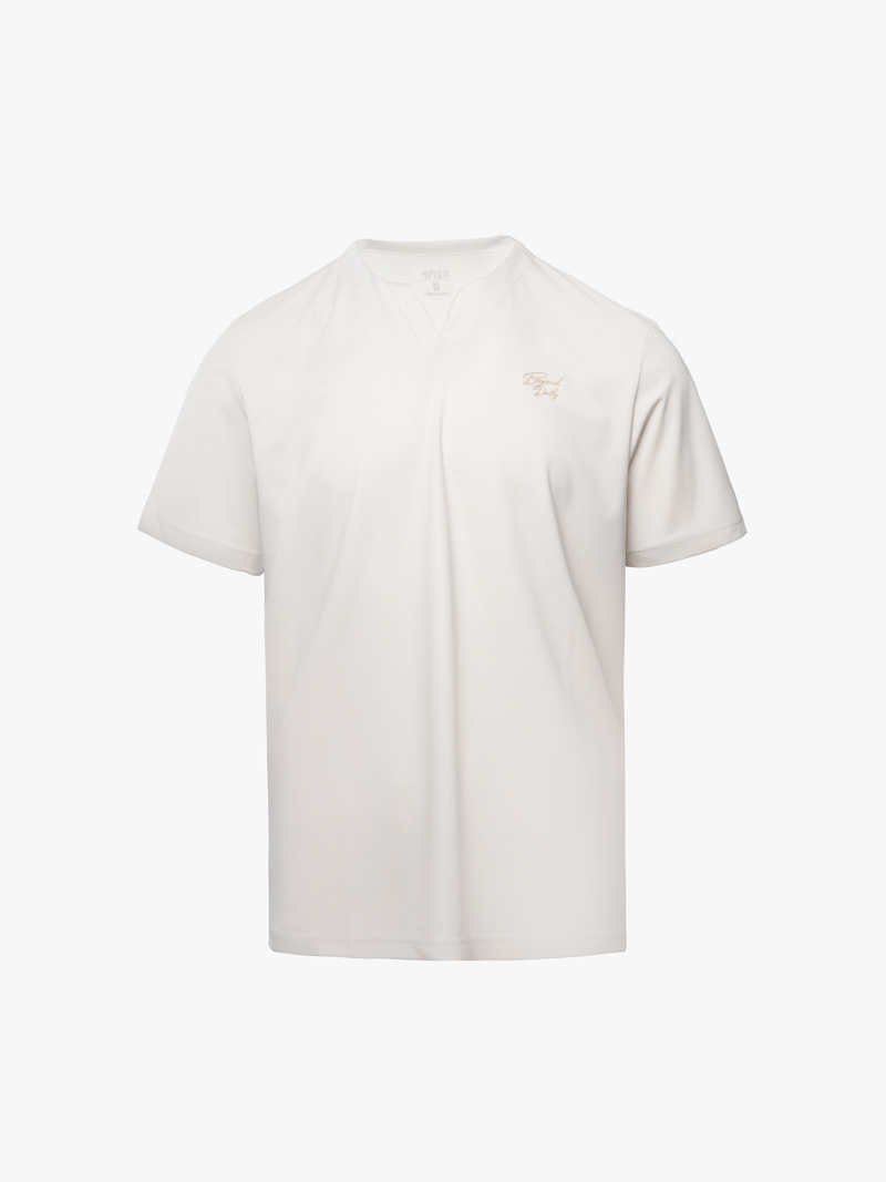 Áo Thun Rayon Cổ V Thêu Chữ Beyond Daily Form Regular AT195 Màu Be