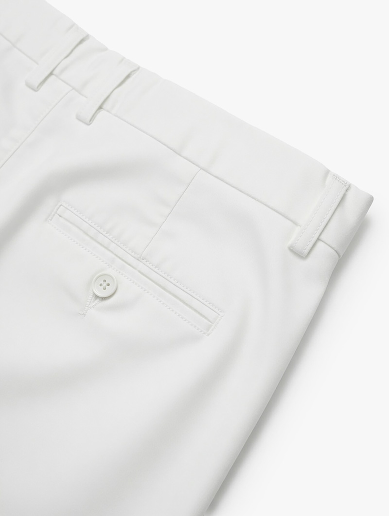 Quần Kaki Signature Stripe Trơn Form Regular QK036 Màu Trắng