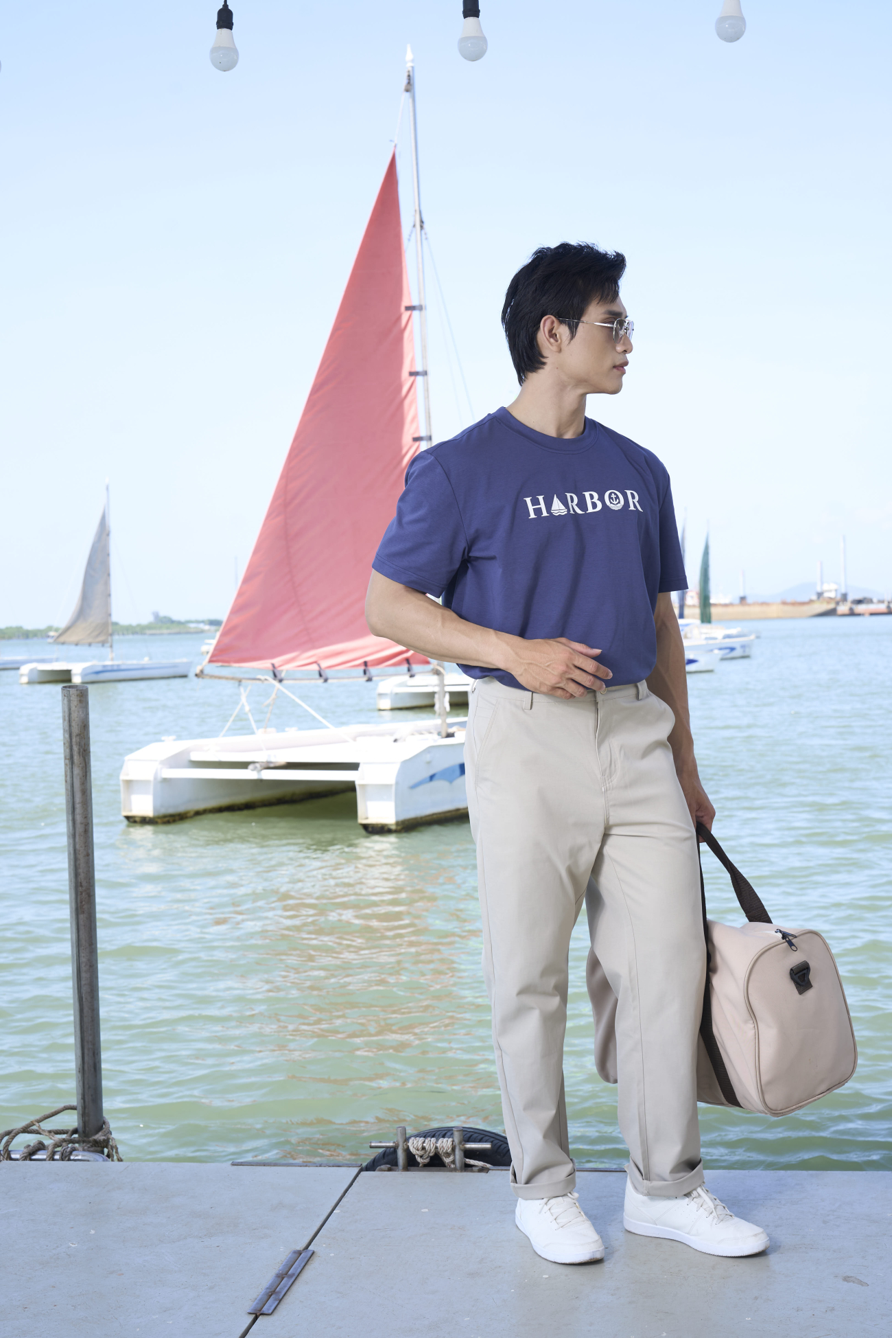 Quần Kaki Trang Trí Dây 3 Sọc Form Straight QK033 Màu Xám