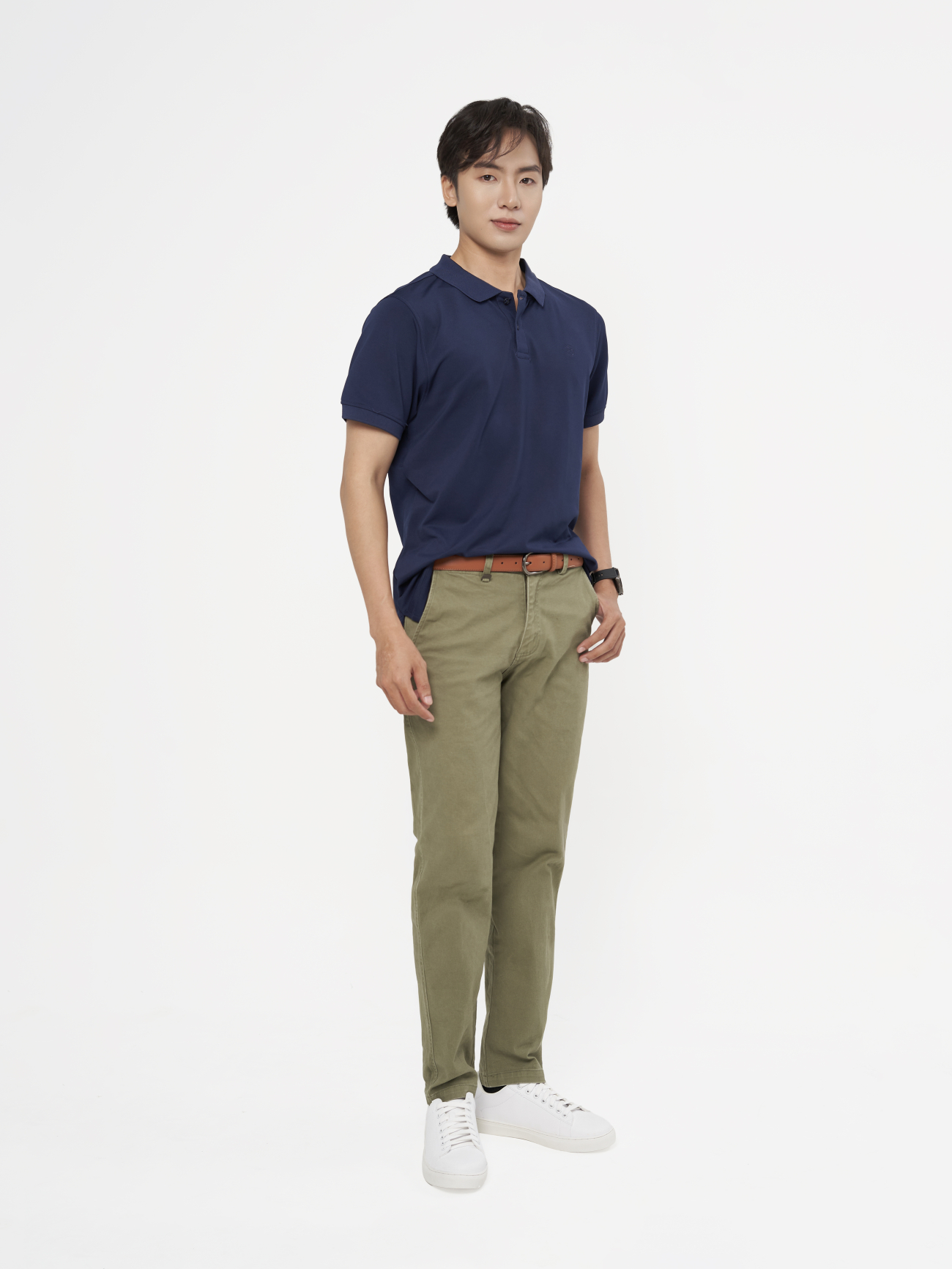 Áo Polo Thêu Logo Tròn 4M Form Slimfit PO153 Màu Xanh Đen