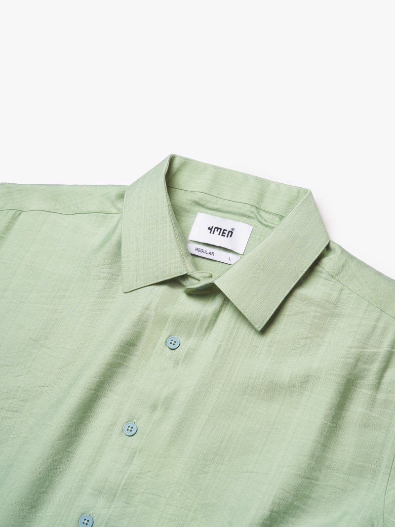 Áo Sơ Mi Linen Xước Ngắn Tay Form Regular SM203 Xanh Bạc Hà